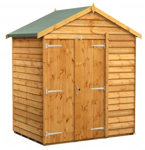 Power 4x6 Apex Garden Shed Overlap - Windowless Double Door